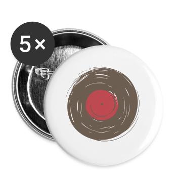 Schallplatten Musik Geschenk Raving Konzert Party - Buttons groß 56 mm (5er Pack) - Weiß - Vorne