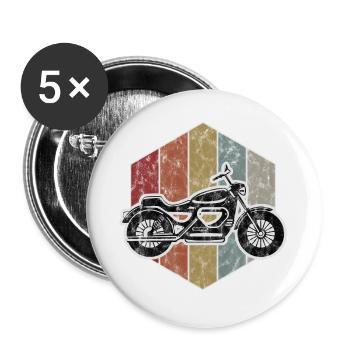 Biker retro moto bobsleigh moto Chopper - Lot de 5 grands badges (56 mm) - blanc - Devant