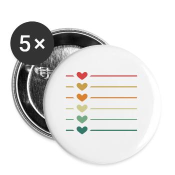 Line Heart Retro - Buttons large 2.2''/56 mm (5-pack) - white - Front