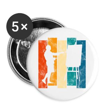 art rétro artiste artiste peinture peintre - Lot de 5 grands badges (56 mm) - blanc - Devant