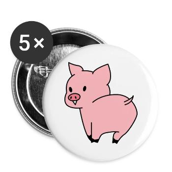 Cute Pig - Buttons large 2.2''/56 mm (5-pack) - white - Front