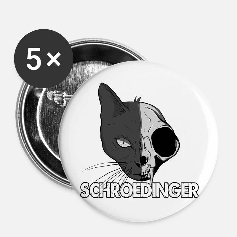 Le chat de Schrödinger - Lot de 5 grands badges (56 mm) - blanc