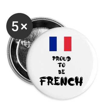« Fier d’être Français » - Lot de 5 grands badges (56 mm) - blanc - Devant