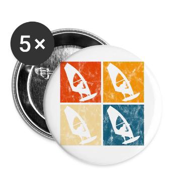 Windsurfing Windsurfing Windsurfer Surfing Retro - Buttons large 2.2''/56 mm (5-pack) - white - Front