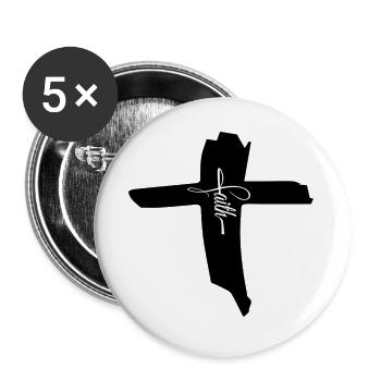 Christian Cross, Faith - Buttons large 2.2''/56 mm (5-pack) - white - Front