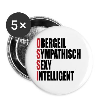 Ossi Geschenk DDR Ostdeutschland Generation - Buttons groß 56 mm (5er Pack) - Weiß - Vorne