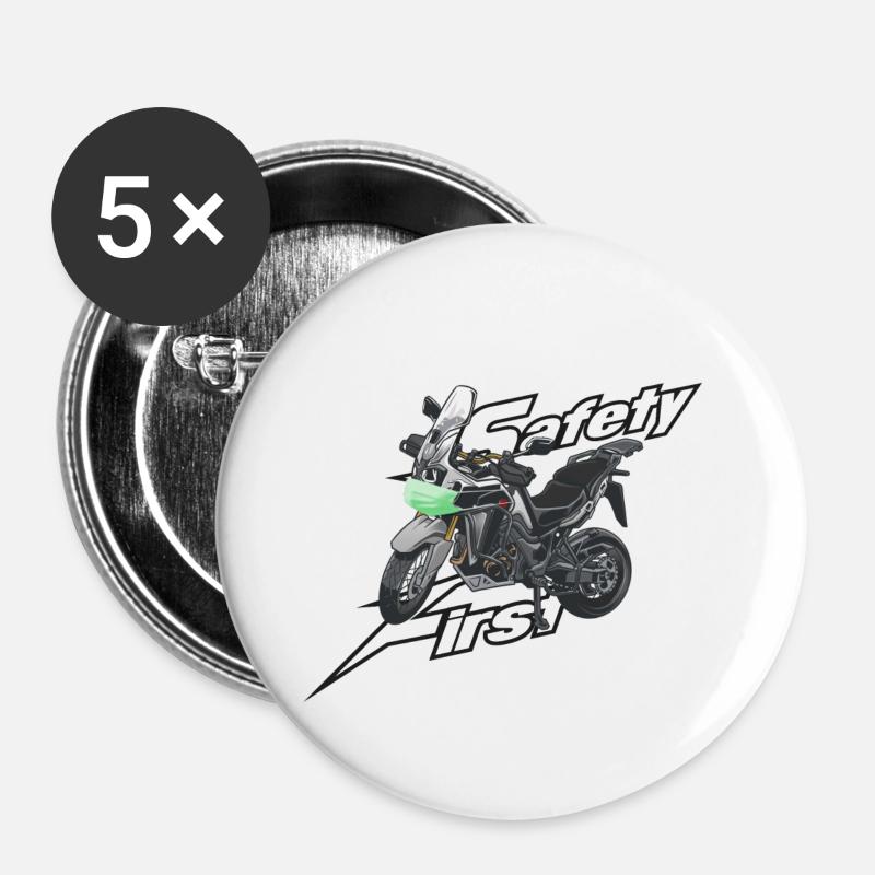 Africa Twin Enduro - safety first silver - Buttons large 2.2''/56 mm (5-pack) - white