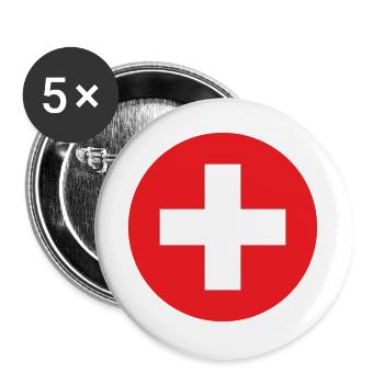 Symbole de la croix en cercle rouge - Lot de 5 grands badges (56 mm) - blanc - Devant