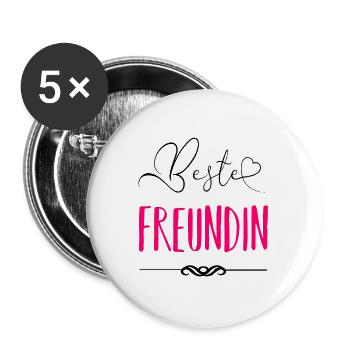 Beste Freundin - Buttons groß 56 mm (5er Pack) - Weiß - Vorne