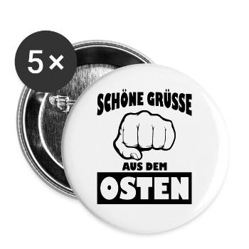 Schöne grüsse osten Geschenk Ossi Ostdeutschland - Buttons groß 56 mm (5er Pack) - Weiß - Vorne