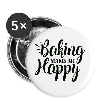 La cuisson me rend heureux - Lot de 5 grands badges (56 mm) - blanc - Devant