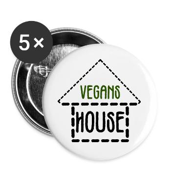 maison des vegans - Lot de 5 grands badges (56 mm) - blanc - Devant