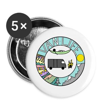 VAN LIFE VANLIFER NOMADS - Buttons groß 56 mm (5er Pack) - Weiß - Vorne