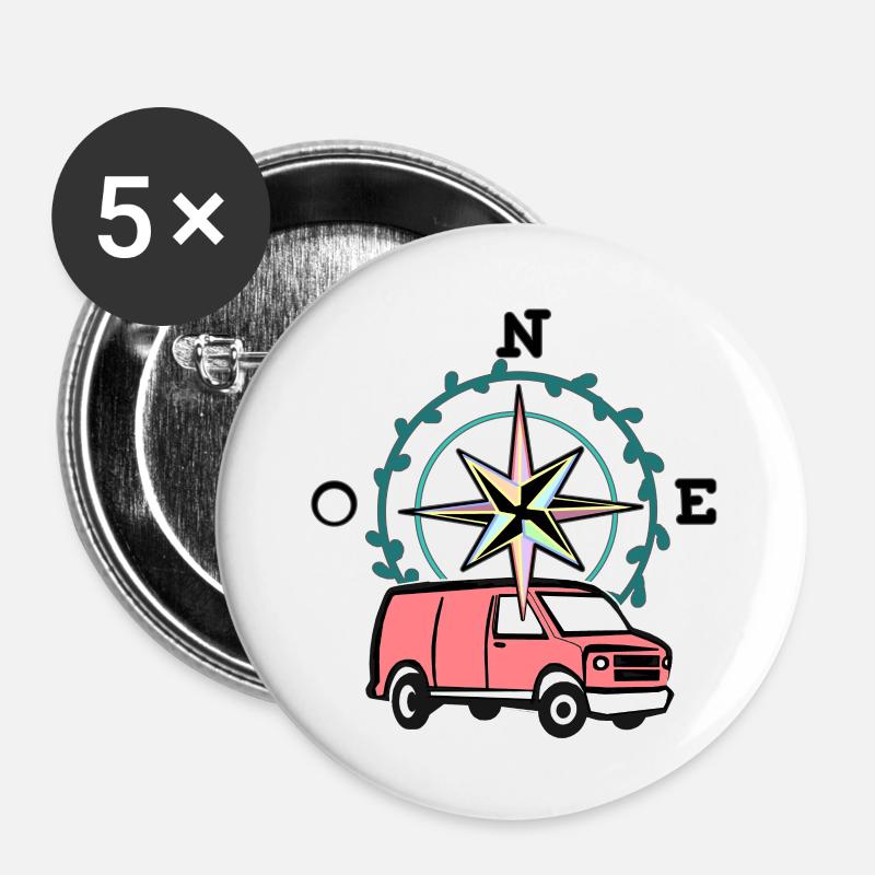 VAN LIFE - Buttons large 2.2''/56 mm (5-pack) - white
