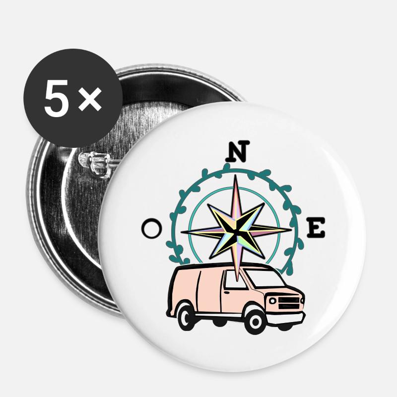 VAN LIFE VANLIFER NOMADS - Buttons large 2.2''/56 mm (5-pack) - white