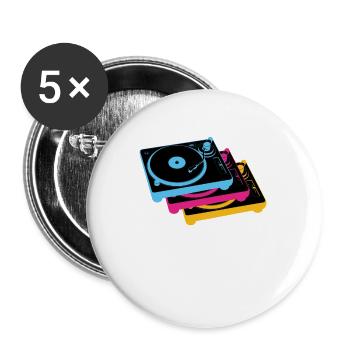 retro vintge oldschool vinyl records turntables - Buttons large 2.2''/56 mm (5-pack) - white - Front