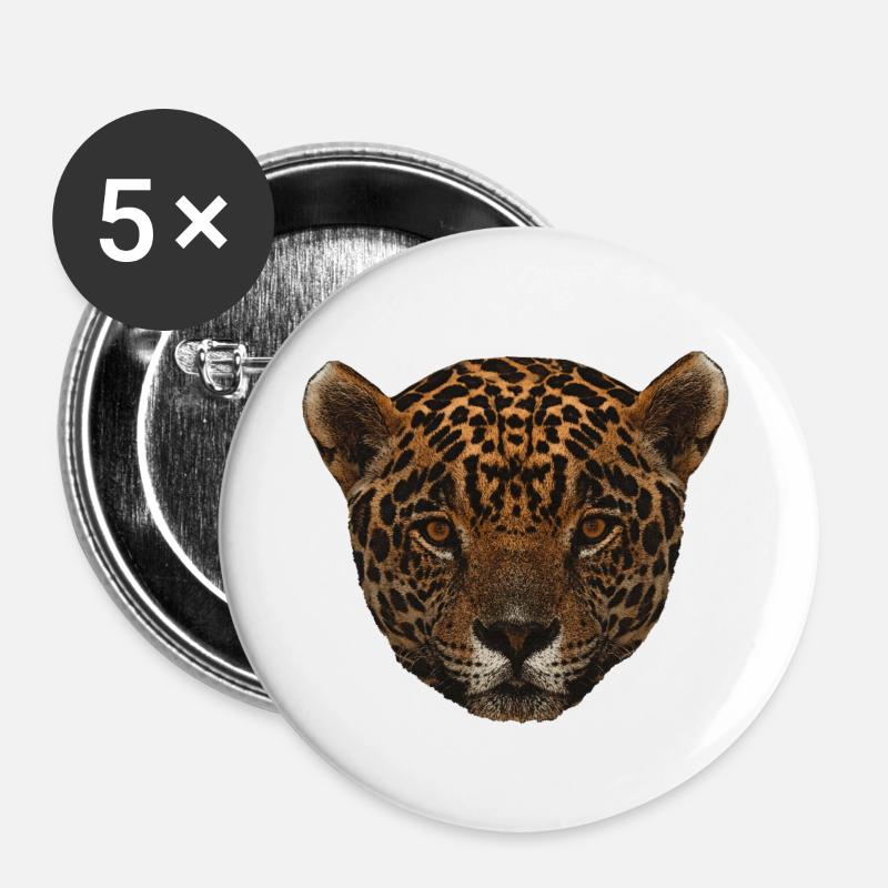 pretty big cats, big cat onca face - Buttons large 2.2''/56 mm (5-pack) - white