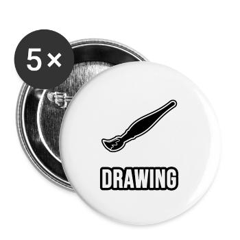 Drawing - Brush - Buttons large 2.2''/56 mm (5-pack) - white - Front