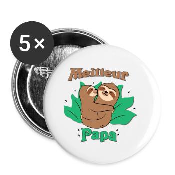 Bester Papa - Buttons groß 56 mm (5er Pack) - Weiß - Vorne
