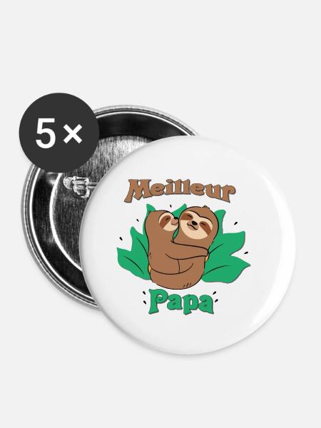 Bester Papa - Buttons groß 56 mm (5er Pack) - Weiß