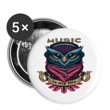 Music is my life - Buttons groß 56 mm (5er Pack) - Weiß - Vorne