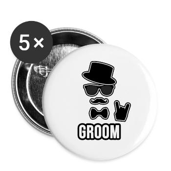 Cool Groom - Lot de 5 grands badges (56 mm) - blanc - Devant