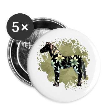 horse - Buttons large 2.2''/56 mm (5-pack) - white - Front