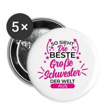 Beste große schwester Geschenk Schwangerschaft - Buttons groß 56 mm (5er Pack) - Weiß - Vorne