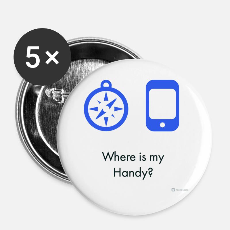 Where is my mobile phone? - Buttons large 2.2''/56 mm (5-pack) - white