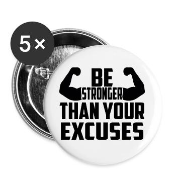 Soyez plus fort que vos excuses - Lot de 5 grands badges (56 mm) - blanc - Devant