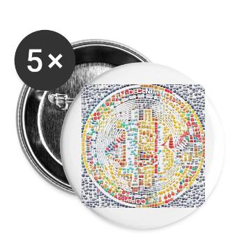 Bitcoin - Lot de 5 grands badges (56 mm) - blanc - Devant