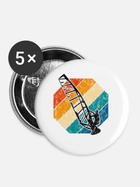 Windsurfing Retro Surfing Windsurfer Windsurfing - Buttons large 2.2''/56 mm (5-pack) - white