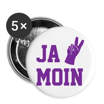 Ja moin Norden Norddeutschland Geschenk Meer - Buttons groß 56 mm (5er Pack) - Weiß - Vorne