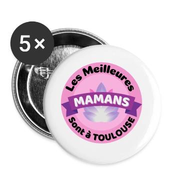 Les meilleures Mamans sont à Toulouse - Lot de 5 grands badges (56 mm) - blanc - Devant