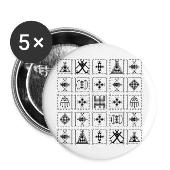 Berber motifs - Buttons large 2.2''/56 mm (5-pack) - white - Front