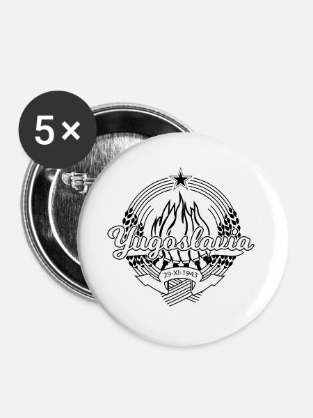 Yugoslavia Ljubljana Gift Jugo Tito SFRJ - Buttons large 2.2''/56 mm (5-pack) - white
