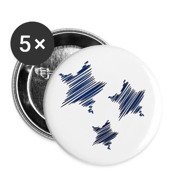STERN. STERN. STERNE. FEST. JAHRESTAG. WEIHNACHTEN. C - Buttons groß 56 mm (5er Pack) - Weiß - Vorne