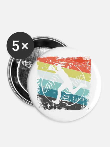 Baseball Baseballspieler - Buttons groß 56 mm (5er Pack) - Weiß