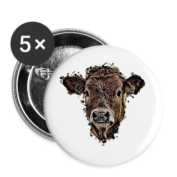 Kuh - Buttons groß 56 mm (5er Pack) - Weiß - Vorne