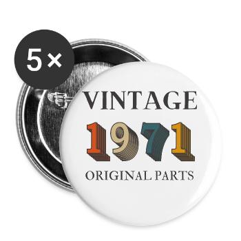 Vintage 1971 original parts - Buttons large 2.2''/56 mm (5-pack) - white - Front