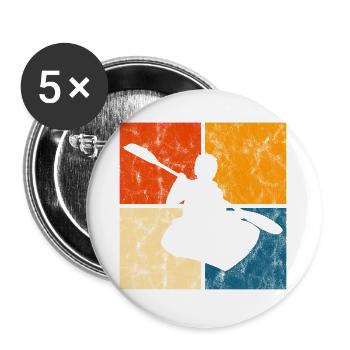 Rudern Retro Paddeln Boot Paddel Kajak Kayak Kanu - Buttons groß 56 mm (5er Pack) - Weiß - Vorne
