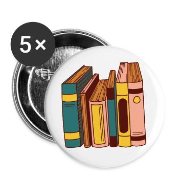 Bücher - Buttons groß 56 mm (5er Pack) - Weiß - Vorne