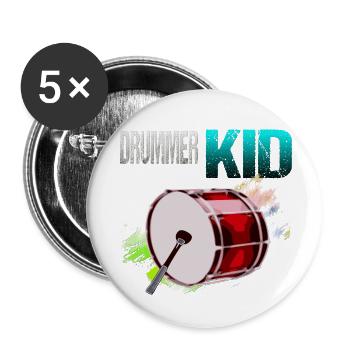 Drummer KID - Buttons large 2.2''/56 mm (5-pack) - white - Front