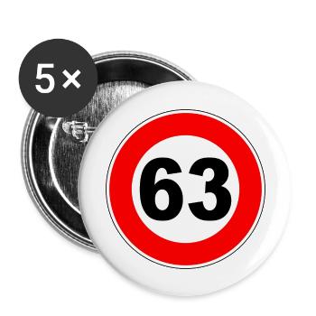 63. Geburtstag - 63 - Feier - Straßenschild - Buttons groß 56 mm (5er Pack) - Weiß - Vorne