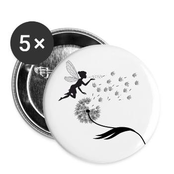 Butterfly Design Pustula Meadow Hearts Fairies - Buttons large 2.2''/56 mm (5-pack) - white - Front