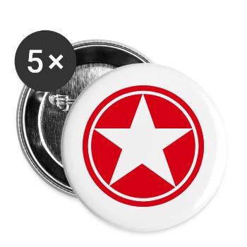 Star in Red Five-Pointed Circle Pentagram - Buttons large 2.2''/56 mm (5-pack) - white - Front