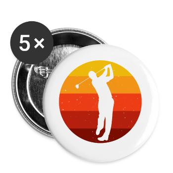 Golfer Golfschläger Golf Retro Golfen Golfspieler - Buttons groß 56 mm (5er Pack) - Weiß - Vorne