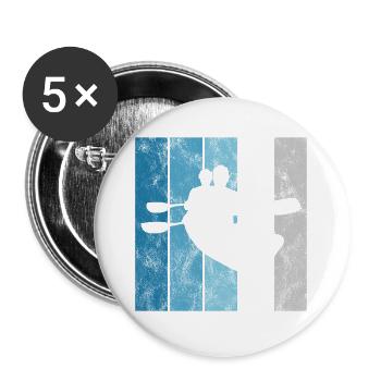 Paddeln Kayak Retro Kajak Rudern Boot Paddel Kanu - Buttons groß 56 mm (5er Pack) - Weiß - Vorne