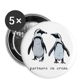 cute Pinguins / Partners in crime - Buttons groß 56 mm (5er Pack) - Weiß - Vorne