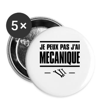 JE PEUX PAS J'AI MÉCANIQUE - Lot de 5 grands badges (56 mm) - blanc - Devant